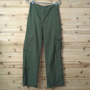 NIA Pants Womens Large Green Olive Nylon‎ Cargo Wide Leg Pants